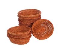 Zerodeko 10pcs Handmade Oval Rattan Basket Small Woven Bread and Fruit Storage Organizer for Kitchen Counter Snack Holder Multifunctional Rustic Decorative Bin for Parties and Home