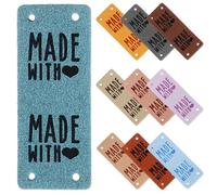 Zerodeko 10pcs Handmade Pu Leather Labels for Clothes and Crochet with Smooth Surface and Not Easy to Fade, Elegant Simple Style for Sewing and DIY Crafts