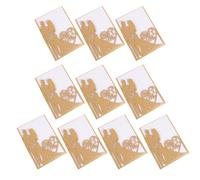 Zerodeko 10pcs Hollow-out Wedding Invitation Cards with Golden Paper Material, Creative and Delicate Design for Wedding Invitations and Anniversary Party Supplies