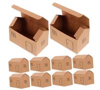 Zerodeko 10PCS House Shaped Candy Boxes Small Favour Boxes for Bridal Shower Party Treats Lightweight Paper Bakery Packaging Natural Color
