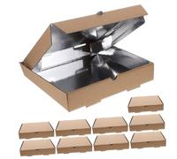 Zerodeko 10Pcs Insulated Pizza Slice Boxes 7 Inch Square Aluminum Foil Takeout Containers with Oil and Grease Leak Prevention Easy to Carry for Pizza Parties