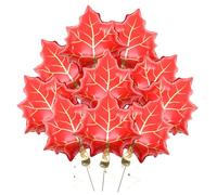 Zerodeko 10pcs Maple Leaf Foil Balloons Fall Party Decorations Harvest Festival Balloon Ornaments for Thanksgiving Graduation Photo Props Red Autumn Theme