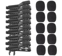Zerodeko 10Pcs Microphone Lapel Tie Clips with 10 Black Foam Covers Universal Mini Iron Lavalier Mic Clips for Interviews Meetings Lectures and Online Communication