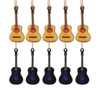 Zerodeko 10pcs Mini Acoustic Guitar Christmas Tree Ornament Xmas Miniature Musical Instrument Decor Party Favor for Guitar Lovers