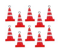 Zerodeko 10pcs Mini Road Cones and Barricades Sign Resin Charms for DIY Jewelry Making, Keychain Accessories and Necklace Pendants, Construction Party Favors for Crafting Enthusiasts