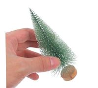 Zerodeko 10pcs Miniature Christmas Tree Decorations with Wooden Base Pine Needle Table Decor Brush Trees for Vintage Xmas Party Space Saving Holiday Ornament