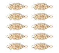 Zerodeko 10pcs Oval Fishhook Jewelry Clasps with Fine Filigree Metalwork, Lightweight and Secure Connection Design for DIY Jewelry Making and Necklace Chains