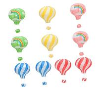 Zerodeko 10PCS Paper Hot Air Hanging Decorations for Parties Classroom Weddings Reusable Lightweight Pendants with Rainbow and Striped Patterns