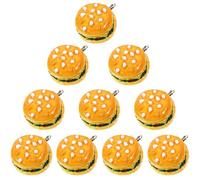 Zerodeko 10pcs Resin Hamburger DIY Charms Set Stylish Portable Design, Not Easy to Deform, for Keychain Pendant or Suitcase Hanging Decoration