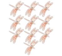 Zerodeko 10pcs Rose Gold Dragonfly Hair Pin Charms, Ultra-thin Hollow 3-layer Rhinestone Diy Accessories for Women’s Hair Styling and Crafting