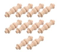 Zerodeko 10pcs Wood Spindles Small Roman Pillars Classical Khaki Solid Wood Lightweight Decorative Columns for Gardens and Railing Projects