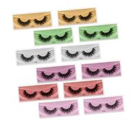 Zerodeko 12 Pairs Fiber Supple Fake Eyelashes Natural Curl Thick Volume Stage Performance Makeup for Women with Mixed Yellow Green Purple Red Silver Pink Designs