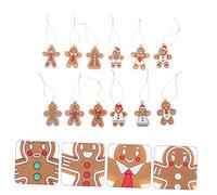 Zerodeko 12 Pcs Gingerbread Man Christmas Tree Hanging Pendants Cute Xmas Decorations for Holiday Parties Weddings Home and Shop Window Decor