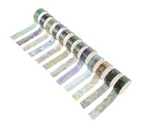 Zerodeko 12 Rolls Vintage Washi Tape Multi-pattern Decorative Tapes for DIY Scrapbooking Journals Planners Handbook Decors Craft Supplies