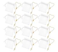 Zerodeko 12 Sets Mini Prayer Bead Bracelets with Cross and Pearl Rosary Beads, Religious Catholic Rosary Bracelets for Baptism, Communion, Church Ceremonies, Universal Wrist Jewelry