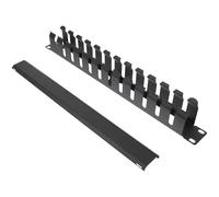 Zerodeko 12-slot Metal Cable Manager with Detachable Cover and Wear-resistant Design Black Server Rack Wire Management Horizontal Rack Mount for Network Cable Management