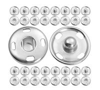 Zerodeko 120Pcs Metal Snap Buttons for Clothes, 12Mm Silver Round Metal Press Fasteners, Sew-On Button Closures for DIY Sewing Crafts and Garment Repairs