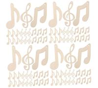 Zerodeko 120pcs Wooden Music Note Cutouts Musical Notes Wood Slices Unfinished DIY Crafts Wood Disc Ornament Slice for Craft Projects Cutouts for Painting