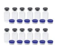 Zerodeko 12pcs 3ml Glass Injection Vials Leak-proof Sample Containers with Caps, Travel Friendly Empty Sterile Vial Bottles for Hospital and Laboratory Use