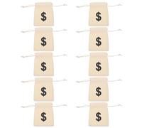 Zerodeko 12pcs Beige Cotton Linen Drawstring Money Bags for Small Items and Candy, Easy to Close Practical Coin Bags with Beautiful Appearance, for Theme Poker Party Packaging