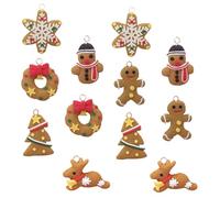 Zerodeko 12Pcs Christmas Hanging Ornaments Set - Soft Polymer Snowflake, Gingerbread Man Xmas Tree Pendants for Holiday Decor and Christmas Tree Decorations