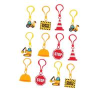 Zerodeko 12pcs Construction Engineering Keyring Plastic Car Keychains for Birthday Party Favors Building Theme Goodie Bag Fillers Stable Attachment