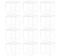 Zerodeko 12pcs Cube Display Case for Collectibles and Candy Storage, Ps Plastic Square Showcase with Easy Open and Close Lid, Stackable Organizer for Craft and Jewelry