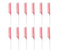 Zerodeko 12pcs Hairdressing Plastic Pintail Combs for Hair Highlighting and Styling, Lightweight Anti-slip Design, for Cosmetic Supply Kits and Barbers, Pink Colour