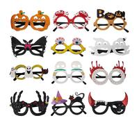 Zerodeko 12pcs Halloween Party Glasses Glitter Plastic Glasses Frames Novelty Halloween Pumpkin, Ghost, Skull Shaped Eyewear Spooky Decorations Photo Booth Props