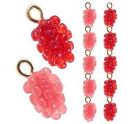 Zerodeko 12pcs Hand-painted Grape Jewelry Charms Pendant Set for DIY Bracelet Making Accessories, Red and Pink Mini 3d Charms for Girls Crafting