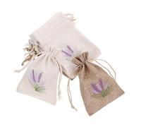 Zerodeko 12pcs Lavender Sachet Bags with Drawstring Reusable Embroidered Imitation Linen Gift Pouches for Party Favors Birthday Wrapping Storage DIY Scented Flower Packaging