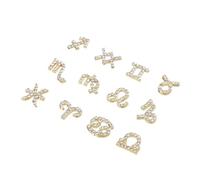 Zerodeko 12pcs Nail DIY Twelve Decor Manicure Decor Nail Art Adorn Golden Rhinestone Alloy Creative Fashion Zodiac Sign Easy to Apply Designing Art for Home and Manicure Salon