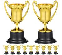 Zerodeko 12Pcs Plastic Reward Trophies, Small Prize Cups for Kids, Golden Mini Award Trophies, 3.34 Inch, School Rewarding Supplies