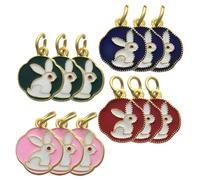 Zerodeko 12pcs Rabbit Charm Pendants Mixed Colors Bunny Hanging Pendants for Bracelet Making DIY Jewelry Crafts Accessories Ideas