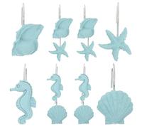 Zerodeko 12pcs Resin Decorative Shower Curtain Hooks Unique Ocean Theme Design Lightweight Easy to Install for Bathroom Use Versatile and Functional Curtain