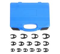 Zerodeko 15pcs Open End Crowfoot Wrench 8-24mm Flare Nut Crowfoot Spanner | 3/8 1/2 Open End Crowfoot Wrench Kit, Mechanic Tool Set Wrenches, Metric Size Marked, Box Included for Storage Quick Access