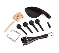 Zerodeko 15Pcs Violin Ebony Fittings Set with Chinrest Tailpiece Endpin Pegs Tail Gut Black Violin Accessories Kit for Orchestral String Instrument Maintenance