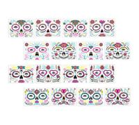 Zerodeko 16 Sheets Halloween Fluorescent Face Decals Temporary Tattoos with Adhesive Sticker, Not Easy to Fall and Friendly to Face and Skin, for Halloween and Day the Dead Parties