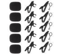 Zerodeko 18pcs/set Mic Clips Set Microphone Tie Clips Kit with Black Iron Wire and Sponge Windshield Covers 0.79x0.51x0.51in Preventing Air Protect Microphone from Falls for Accessories