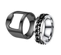 Zerodeko 1pair Rotatable Stainless Steel Beer Bottle Opener Stylish Chain Design for Parties and Outdoor Events Fun Stress Toy for Men and Women
