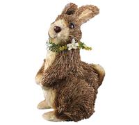 Zerodeko 1pc Handmade Straw Woven Easter Bunny Decoration Lifelike Rabbit Figurine for Party and Home Rustic Natural Adornment Random Color Festive Easter Rabbit Decor
