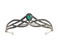 Zerodeko 1pc Rhinestone Bridal Crown Vintage Green Wedding Tiara Headband for Women Elegant Princess Headwear Suitable for Brides Bridesmaids Special Occasions