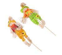 Zerodeko 2 Pack 40cm Straw Doll Scarecrow Ornaments Modern Thanksgiving Day Decorations for Bar Home Party
