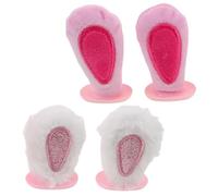 Zerodeko 2 Pairs Cute Plush Bunny Ears Screen Decoration for Computer Monitor, Easy Attachment with Vibrant Colours, Desk Decor and Video Calls Accessory for Home or Office