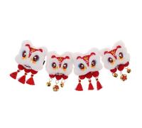 Zerodeko 2 Pairs Red Plush Lion Head Hair Clips with Tassels and Bell, Lightweight Chinese Style Hair Accessories for New Year Party Headwear, Easy to Match Colours, Festive Design for 2026