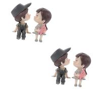 Zerodeko 2 Pairs Willow Tree Couples Figurines Home Ornaments for Living Room Decor Miniature Couples Dolls for Desktop Ornaments