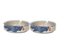 Zerodeko 2 pcs Ceramic Underglaze Ashtray Hand Painted Creative Household Adornment Blue for Living Room Desktop Storage and Retro Outdoor Decoration