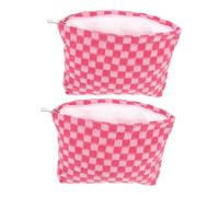 Zerodeko 2 Pcs Checkered Makeup Bag Large Capacity Zippered Storage Pouches for Women Travel Makeup Organizer Multipurpose Cosmetic Brush Holder Toiletry Bags