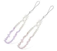 Zerodeko 2 Pcs Phone Charm Chains Phone Chain Strap Crystal Stones Decorative Sturdy Beads Fashionable 8.45in Accessories for Your Girlfriend Elegant Color Matching Everyday Life