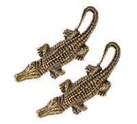 Zerodeko 2 Pcs Solid Vintage Brass Alligator Keyring Ornament Set, DIY Jewelry Charm Pendants for Crafting and Desktop Decoration in British Arts Crafts